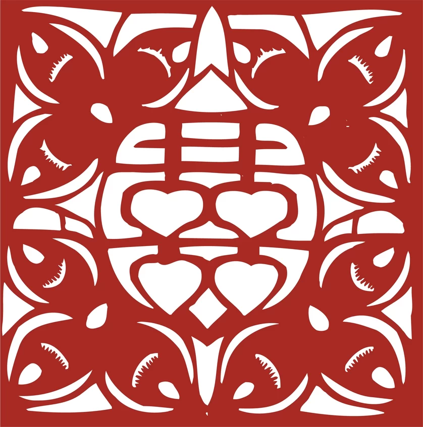 中国风中式传统喜庆民俗人物动物窗花剪纸插画边框AI矢量PNG素材【1372】